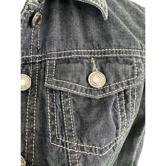 MICHAEL KORS Denim Crop Long Sleeve Jacket Size 2P - Picture 3 of 7